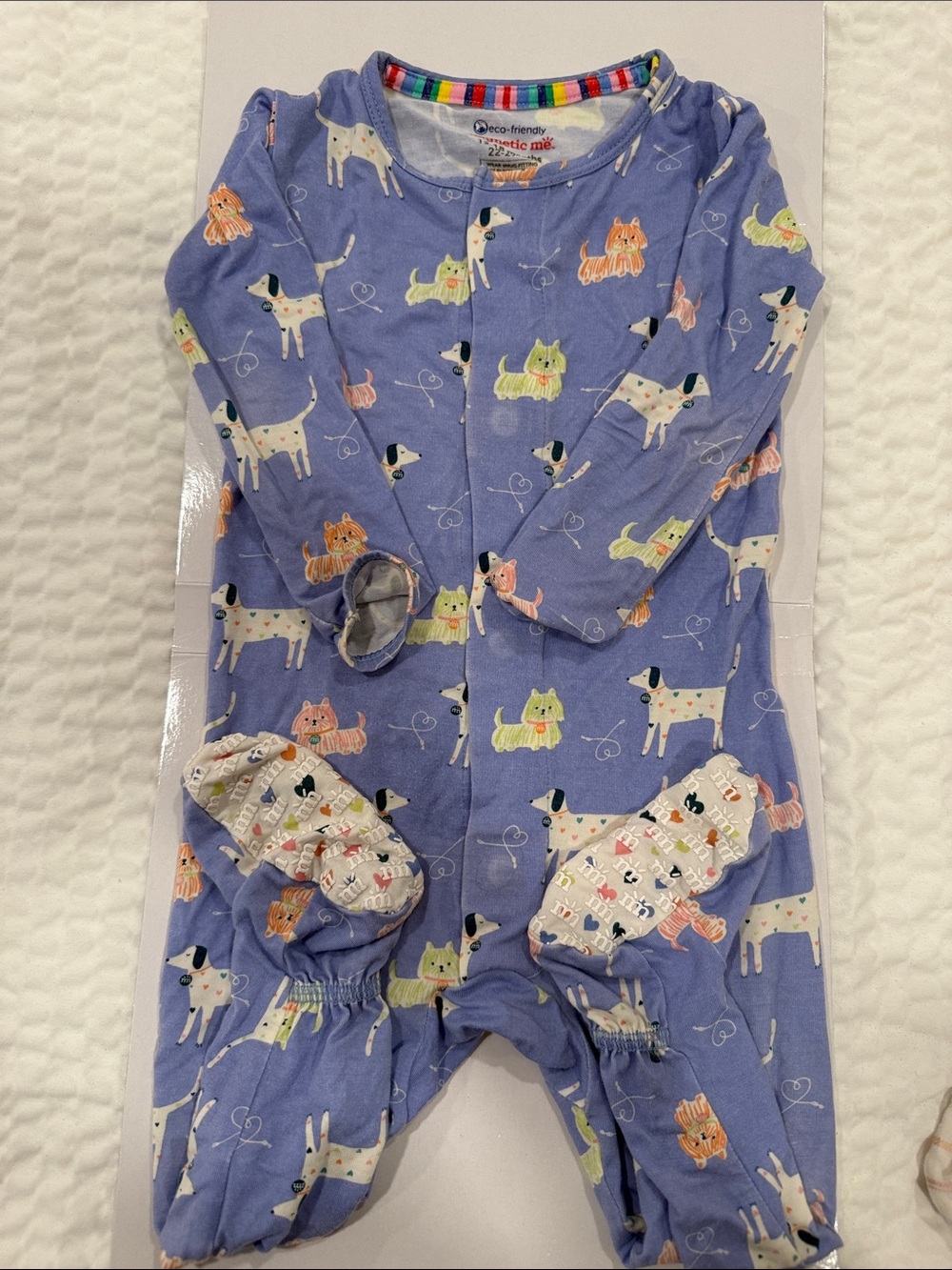 Magnetic Me. Blue Kids Footed One-Piece Pajama with Playful Puppy Print